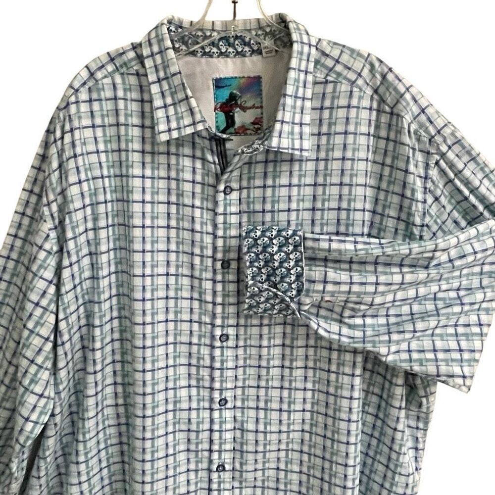 Robert Graham plaid skull flip cuff button up shirt men’s 3XLT long sleeve *READ